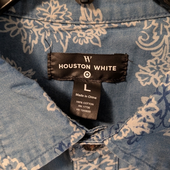 Houston White Blue Floral Men's Shirt - Picture 3 of 3